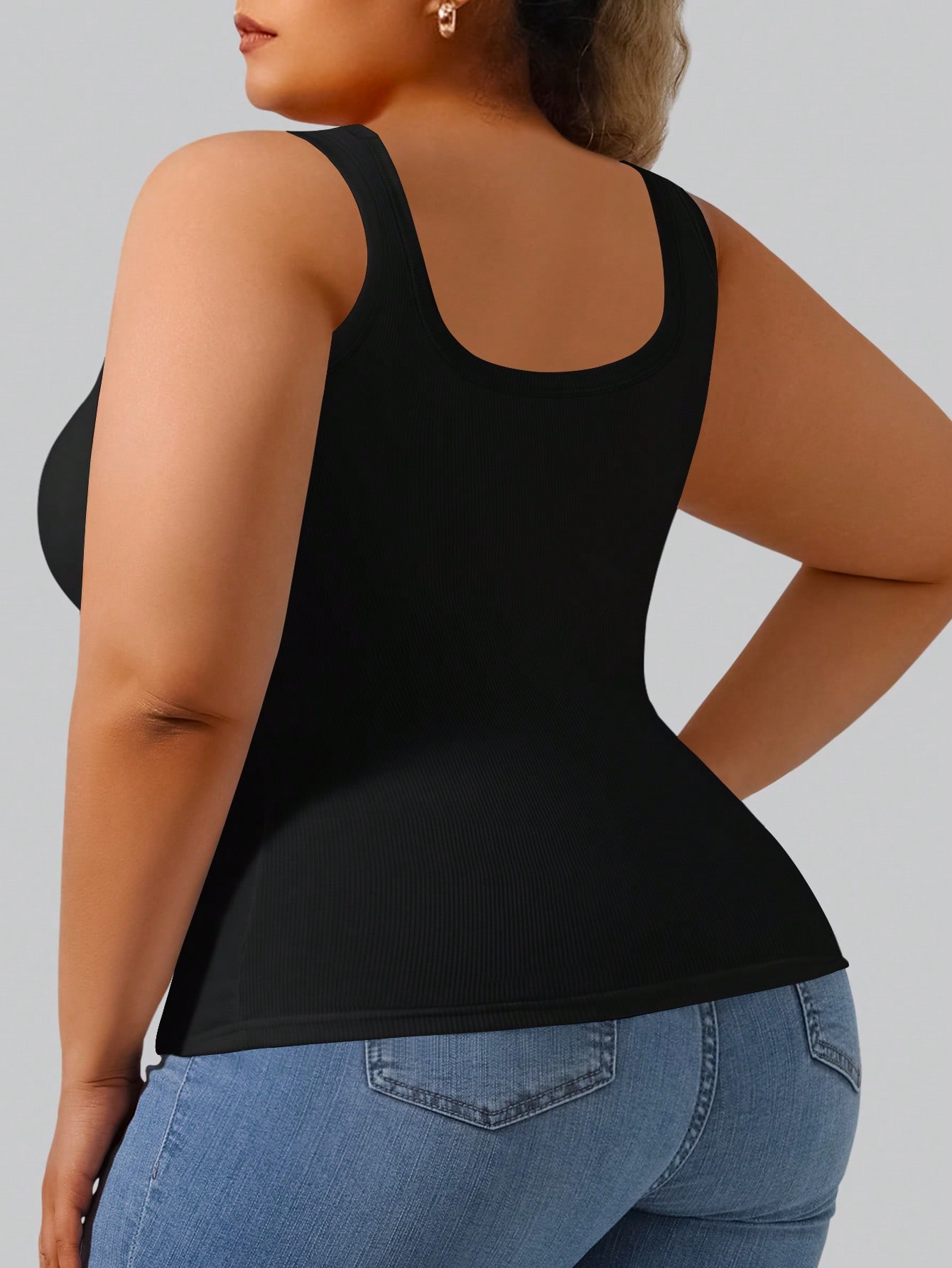 Plus Size Women's High Stretch - Tank Top Ribbed avaliação e preço