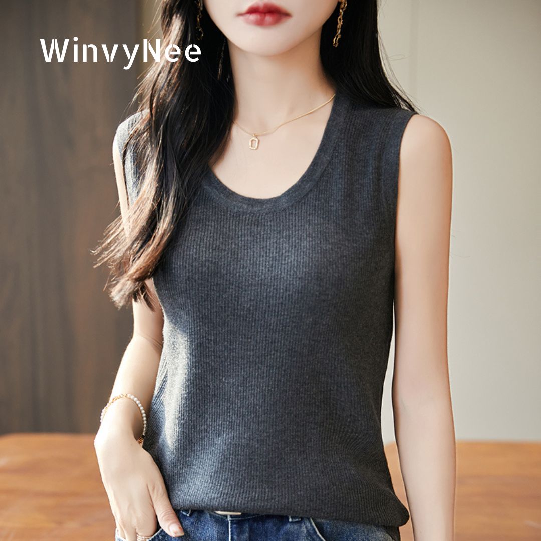 WinvyNee Women Deep Crew Neck  - Tank Top Ribbed avaliação e preço