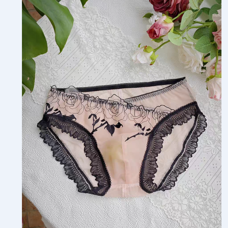 Men's Elegant Embroidery Lace  - Pouch Boxer Pouch avaliação e preço