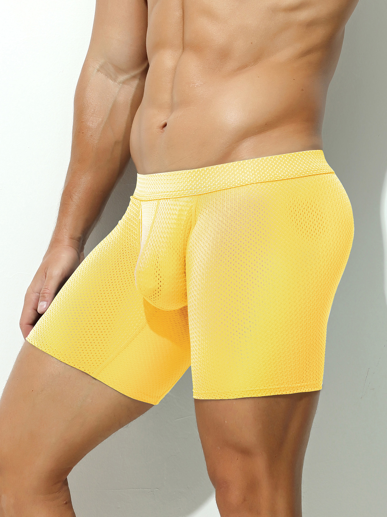 1pcs Men's Long Boxer Underwea - Mesh Sport Boxer avaliação e preço